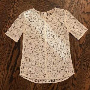 Sheer lace Loft work blouse - white S